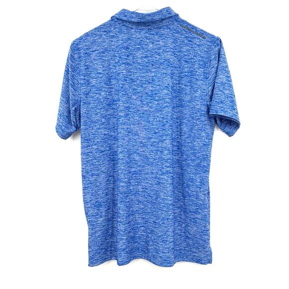 Under Armour Size Youth XL Polo Shirt‎ Blue Heather Short Sleeve Heat Gear Loose - Picture 2 of 4